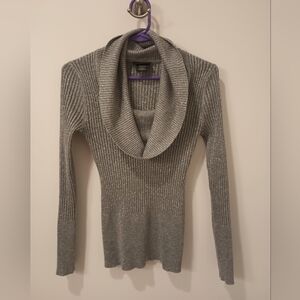 It's our time metallic cowl neck